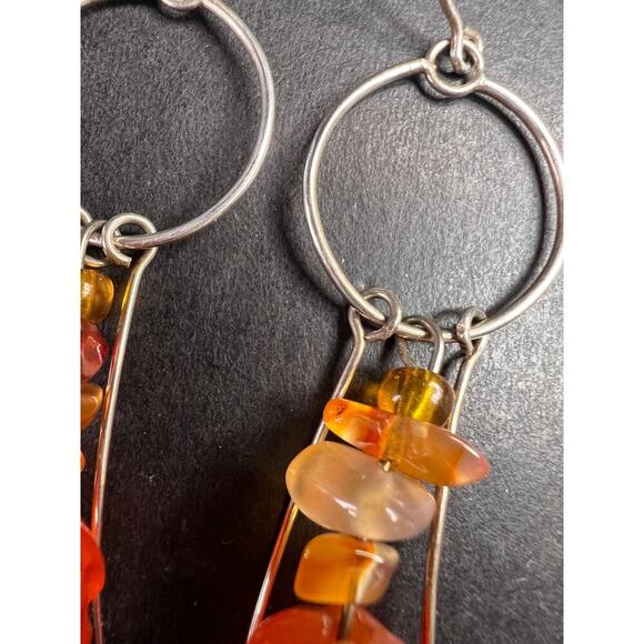 Vintage carnelian sterling silver dangle earrings - Picture 9 of 16